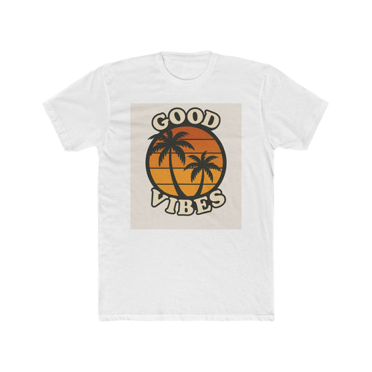 Good Vibes Unisex Cotton Crew Tee | Summer Apparel, Gift for Him, Tropical T-Shirt, Beachwear, Vacation Outfit