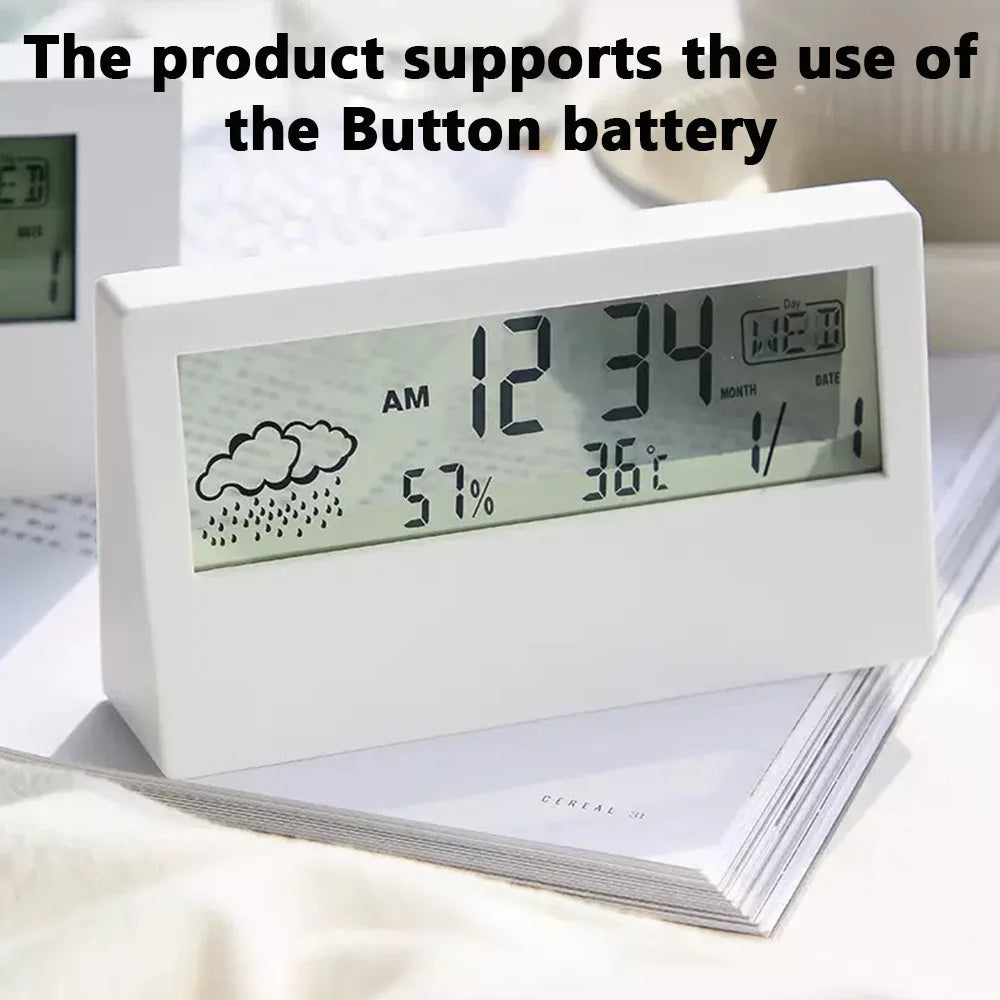 LED Thermometer Thermo-Hygrometer Multifunction Electronic Clock Temperature Humidity Meter Weather Station for Home with Alarm