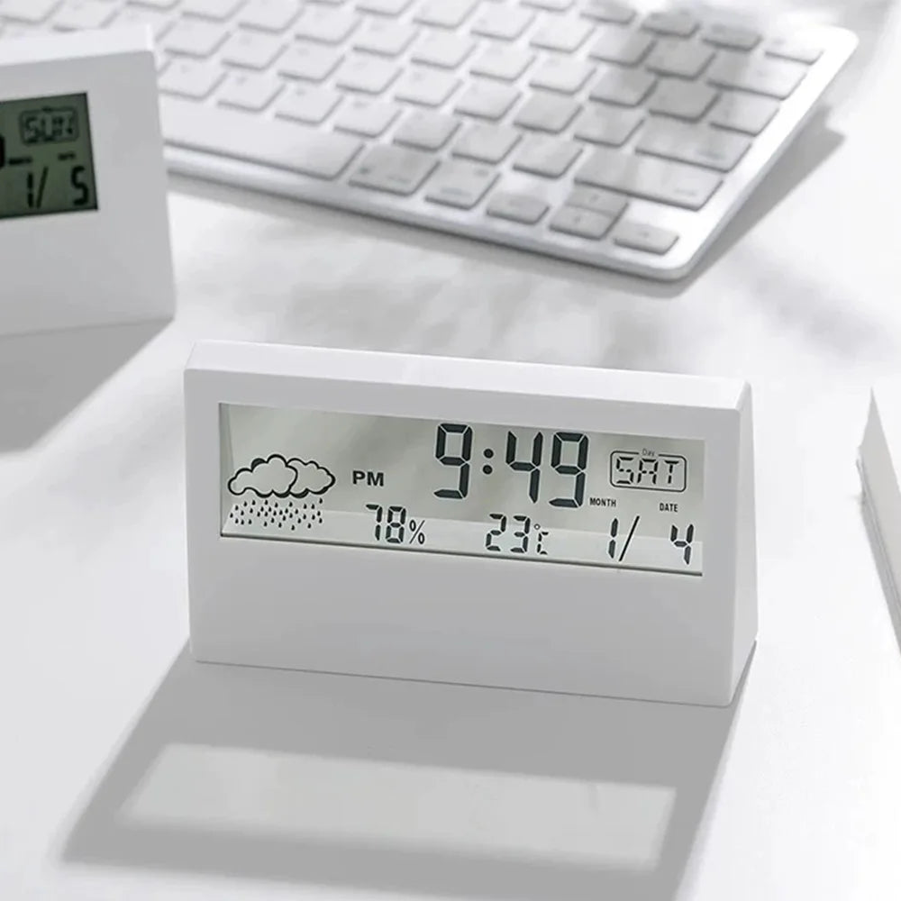 LED Thermometer Thermo-Hygrometer Multifunction Electronic Clock Temperature Humidity Meter Weather Station for Home with Alarm