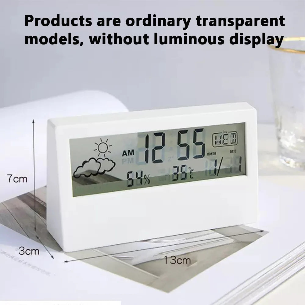 LED Thermometer Thermo-Hygrometer Multifunction Electronic Clock Temperature Humidity Meter Weather Station for Home with Alarm